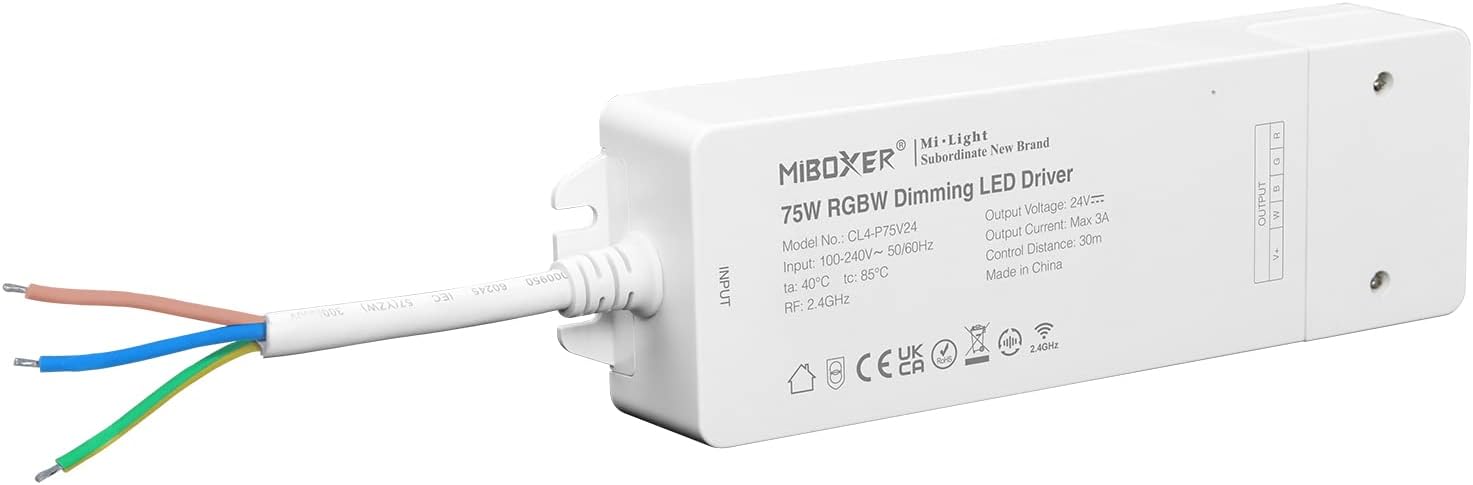 LIGHTEU®, Milight Miboxer 2.4GHz RGBW RGB+white LED strip controller LED driver 75W 24V, CL4-P75V24
