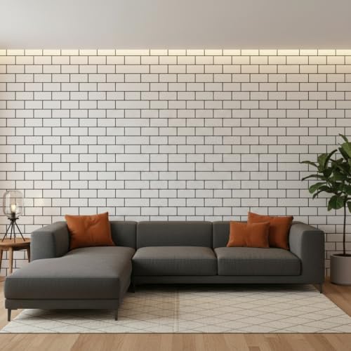 Image of Hotegxa White Brick Peel & Stick Wallpaper Roll 45.5x305 cm | Self Adhesive Faux Subway Tile Contact Paper | Waterproof Removable Wall Sticker for Bedroom, Living Room, Kitchen, Cabinets & Furniture