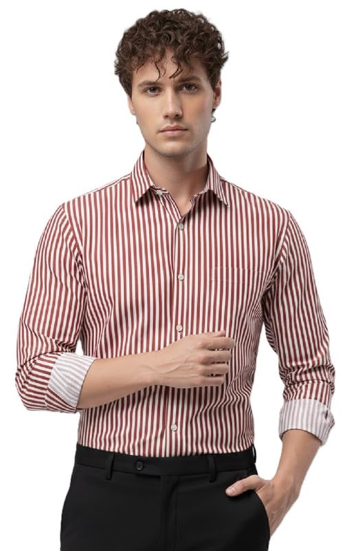 Image of U TURN Men's Casual Solid Stylish Formal Striped Shirt for Men