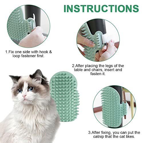 Image of MiOYOOW Cat Self Groomer, Soft Elastic Corner Massage Combs Brush for Cat Grooming Bathing Cleaning Relaxing, Green, Hair Brush for Cats of All Ages