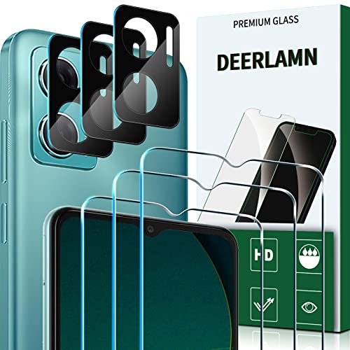DEERLAMN Verre Trempé pour Xiaomi Redmi 10 5G / Redmi 10 Prime+ 5G / POCO M4 5G, 9H Dureté, Protection Écran et Caméra Arrière Protecteur, 3+3 Pièces Cover