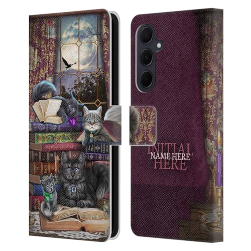 Coque personnalisée Samsung Galaxy A35 5G étui cuir chats et livres style storytime