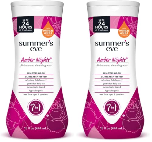 Image of Summer's Eve Amber Nights with Oat and Shea Extracts, Daily Refreshing All Over Feminine Body Wash, Removes Odor, Feminine Wash pH Balanced, 15 fl oz (Pack of 2)