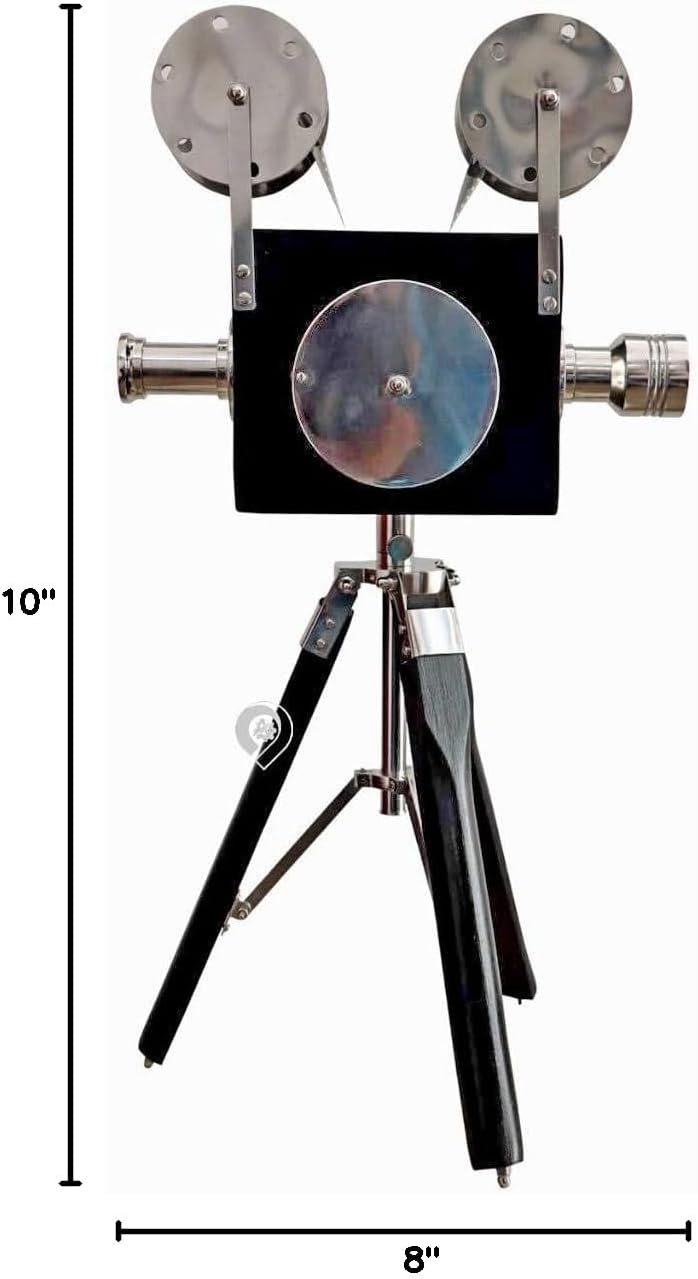 Vintage Big Clock Retro Projector On Wood Tripod Stand Studio Projector Home & Office Decor.