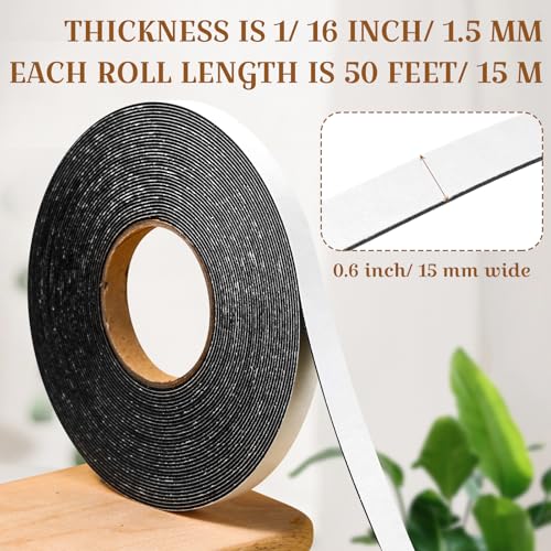 Image of Tatuo 2 Rolls Double Sided Foam Tape 0.6 Inch by 50 Feet Black PE Foam Tape Sponge Soft Mounting Adhesive for DIY Craft Picture Poster Hanging