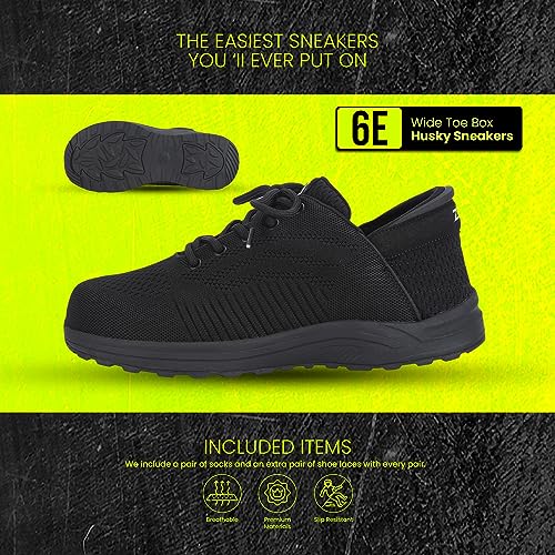 ZEBA Men's Hands Free Slip on Husky Walking Sneakers4