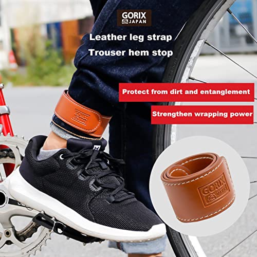 GORIX Bike Ankle Leg Pants Strap Band Leather Clip Protector Brown Cycling Bicycle(GX-SUSOROLL) - Image 2