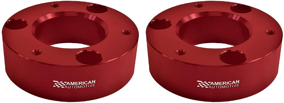 Front Lift Kit Compatible 2007-2018 Silverado 1500 and Sierra 1500 2" Front Lift Billet Aluminum Strut Spacers w/Differential Drop Kit 4WD(Red)