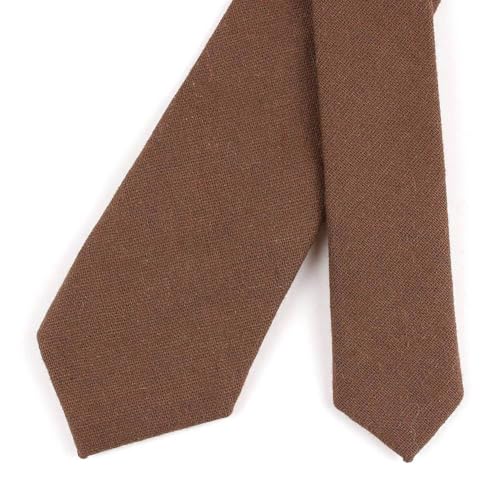 Image of Elfeves Men's Skinny Solid Color Tie Causal Cotton Linen Narrow Slim cut Necktie