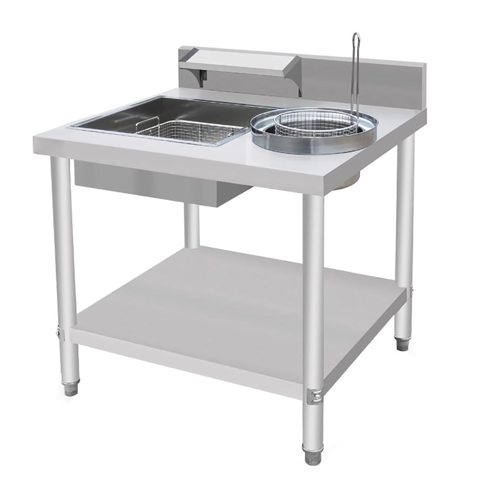 Tavolo Per La Preparazione Di Cibi Fritti Commerciali, Tavolo Per Impanatura in Acciaio Inossidabile, Tavolo Per Impanatura, Stazione Di Preparazione Di Pollo Fritto,100cm