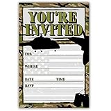 Military Invitations (20 Count) with Envelopes - Birthday or Going Away Party