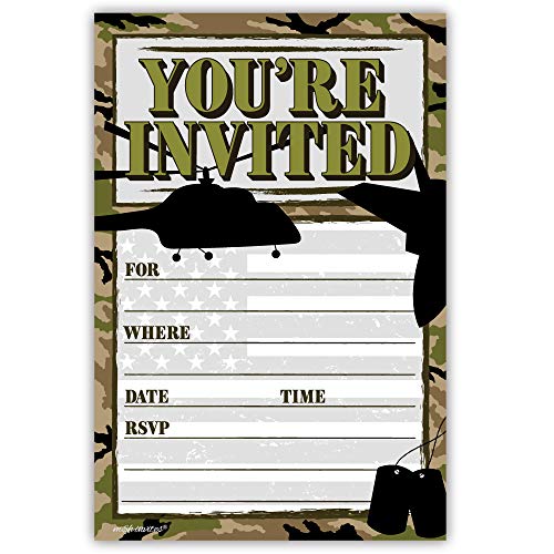 Military Invitations (20 Count) With Envelopes - Birthday or Going Away Party