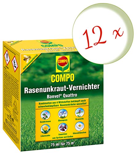 Oleanderhof Economy Set: 12 x Compo Lawn Weed Killer Banvel® Quattro, 75 ml + Free Oleanderhof Flyer