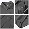 Rdruko Golf Shirt Long Sleeve Men Smart Casual Breathable Button Neck T Shirts Wicking Quick Dry Polyester Work Tops with Pocket Dark Grey L #5