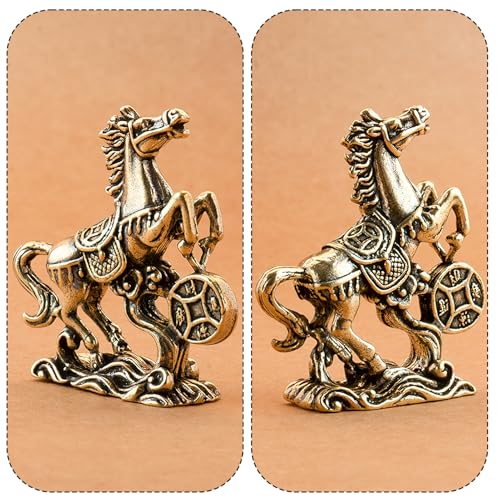 Set de 2 estatuas de caballo de latón Feng Shui miniatura 3
