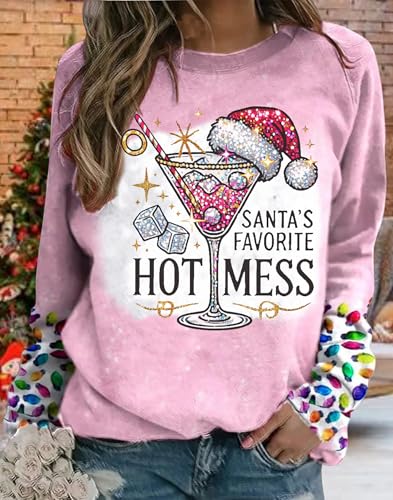 Santa'S Favorite Hot Mess Shirts For Women Vintage Ugly Christmas Sweatshirt Long Sleeve Christmas Holiday Clothes 2 Santa'S Favorite Hot Mess Shirts For Women Vintage Ugly Christmas Sweatshirt Long Sleeve Christmas Holiday Clothes - Image 3