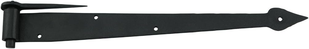 Renovators Supply Manufacturing Black Wrought Iron Lift Off Pintle Strap Hinge 16 in Spear Tip Diamond Etch Pintle Strap Gate and Door Hinges with Hardware, Pack of 4