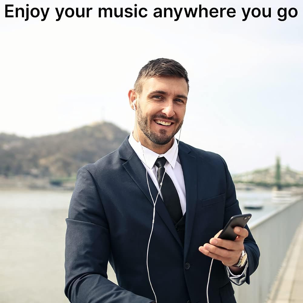 Wired Original Earphone with Microphone - Stereo in-Ear in Ear Headphones Compatible with iPhones7/8/X/XS/XR/11/12/13/14 Pro - Noise-Isolating, Stereo Sound,(Off White) Thunder Eagle — Amazon image 5