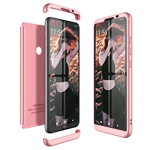 CE-Link para Funda Xiaomi Redmi Note 8T Carcasa Fundas 360 Grados 3 en 1 Desmontable Ultra-Delgado Anti-Arañazos Case Protectora - Oro Rosa