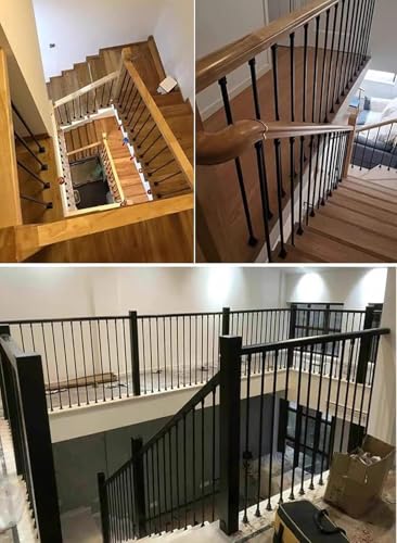 Husillos de balaustres para escaleras interiores instalados en poste de eje de barandilla de metal 3