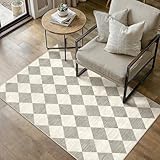 PureCozy Alfombra Salon 80x150cm Gris Lavable Antideslizante Alfombras Moderno Geometría Rombo Carpet Dormitorio Infantil Habitacion Sala Grande Carpets Pelo Corto Rug