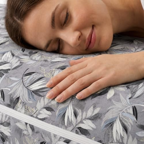 Image of HOMEKART Mattress Protector for Single Bed 72x48+8 Inches | Printed Zipper Encasement Cover | Ultra Soft Terry Breathable Fabric | Dustproof & Washable Fitted Mattress Cover (Grey)