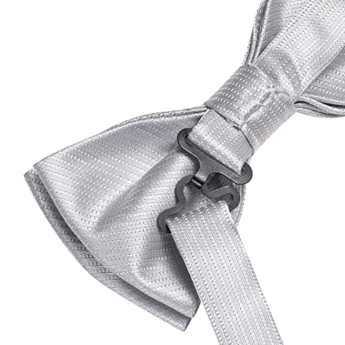 Image of Hi-Tie Bow Ties for Men Pre-Tied Pocket Square with Cufflinks Mens Bowtie Sets for Wedding Formal Party