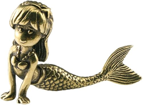 Wwxuanke - 1 pieza de decoración de sirena de imitación de cobre macizo, figuras en miniatura de latón, decoración de escritorio, manualidades,
