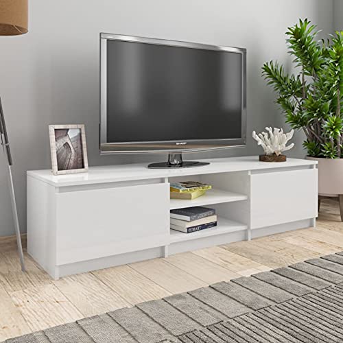 Gecheer Mueble TV blanco brillante 140 x