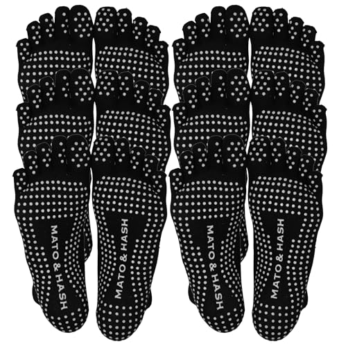 Image of Mato & Hash 5-Toe Exercise Barefoot Feel Yoga Socks With Full Grip