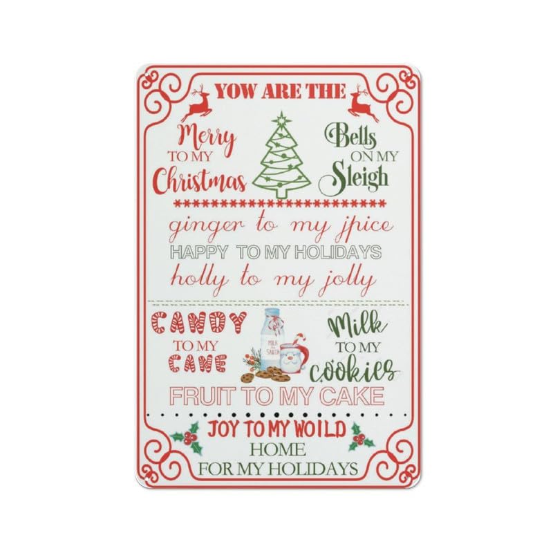 VelfDuel Cartel de metal con texto en inglés «We Wish You a Merry Christmas» con texto en inglés «Candy to My Canes» para decoración de pared de cafetería, bar, hogar, pub, restaurante, tienda