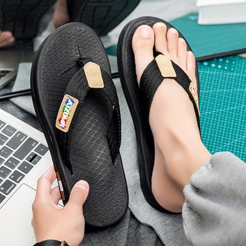 Image of Mens Flip Flops Thong Sandals Lightweight Comfortable Summer Beach Slides Soft Cushion Footbed Open Toe Slippers for Pool Showers Dorms Water Friendly Indoor and Outdoor