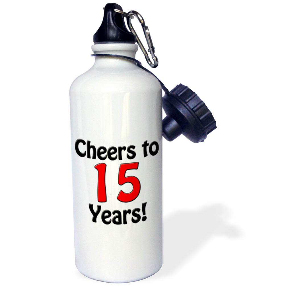 3dRose wb 193574 1 Cheers to 15 years Red - Sports Water Bottle 21oz