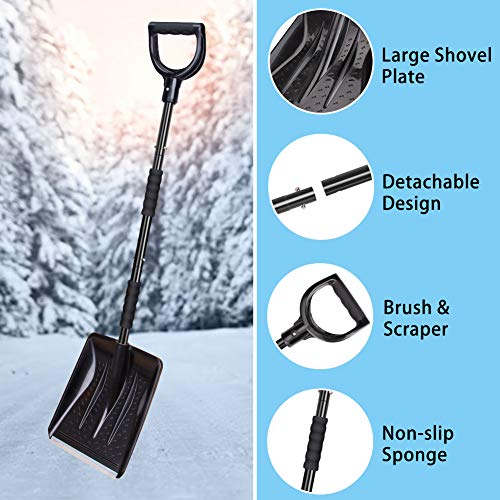 Linkax Snow Shovel Kit, 3-in-1 Snow Shovel with Snow Brush and Ice Scraper, Collapsible Snow Removal Set for Car/Truck/Driveway/Outdoor Emergency - Thumbnail 2