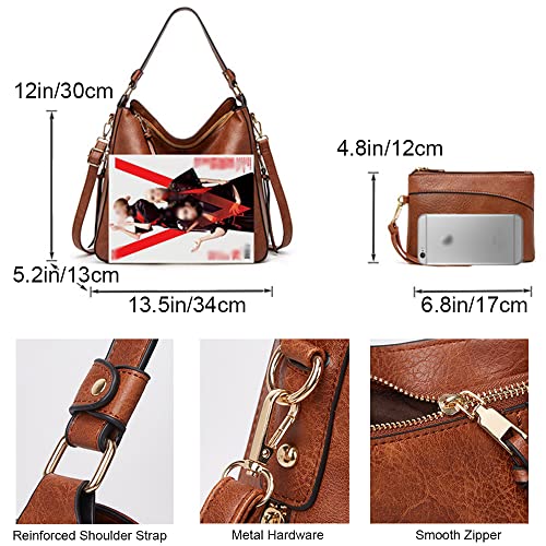 Juego de bolsos y carteras para mujer, bolsos tipo tote, hobo y satchel de cuero vegano, con billetera con cremallera miniatura 2
