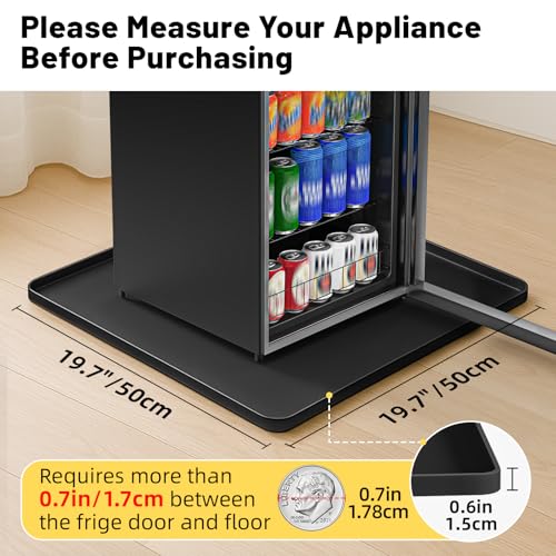 Image of NAMTSO Mini Fridge Silicone Mat, 20 inchx20 inch Floor Protector Drip Tray, Black