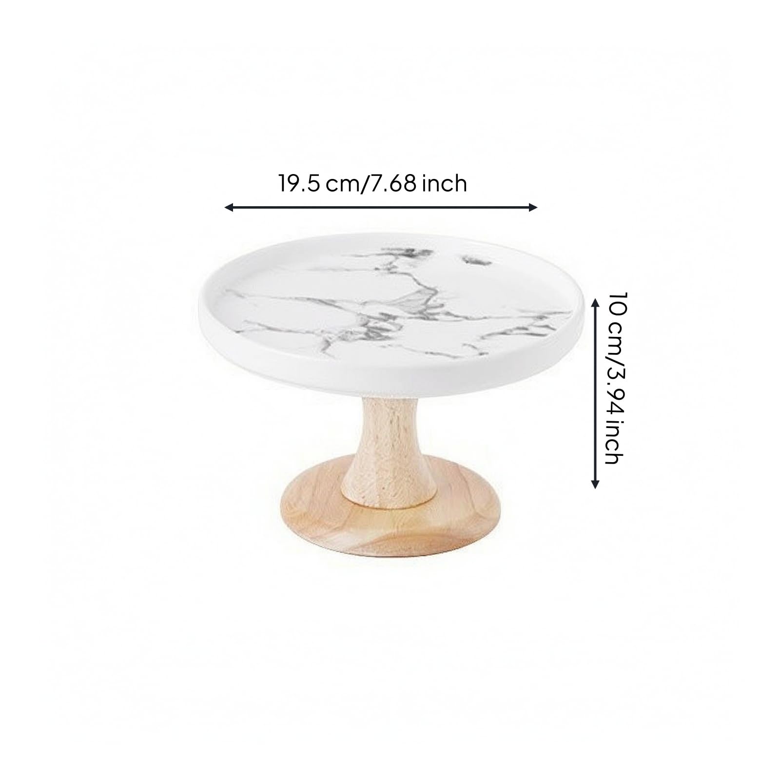 Qianly Présentoir à Gâteaux en Céramique Pied en Bois Autoportant Support à Pâtisseries sur Piédestal Stable pr Repas n, Marbre, S