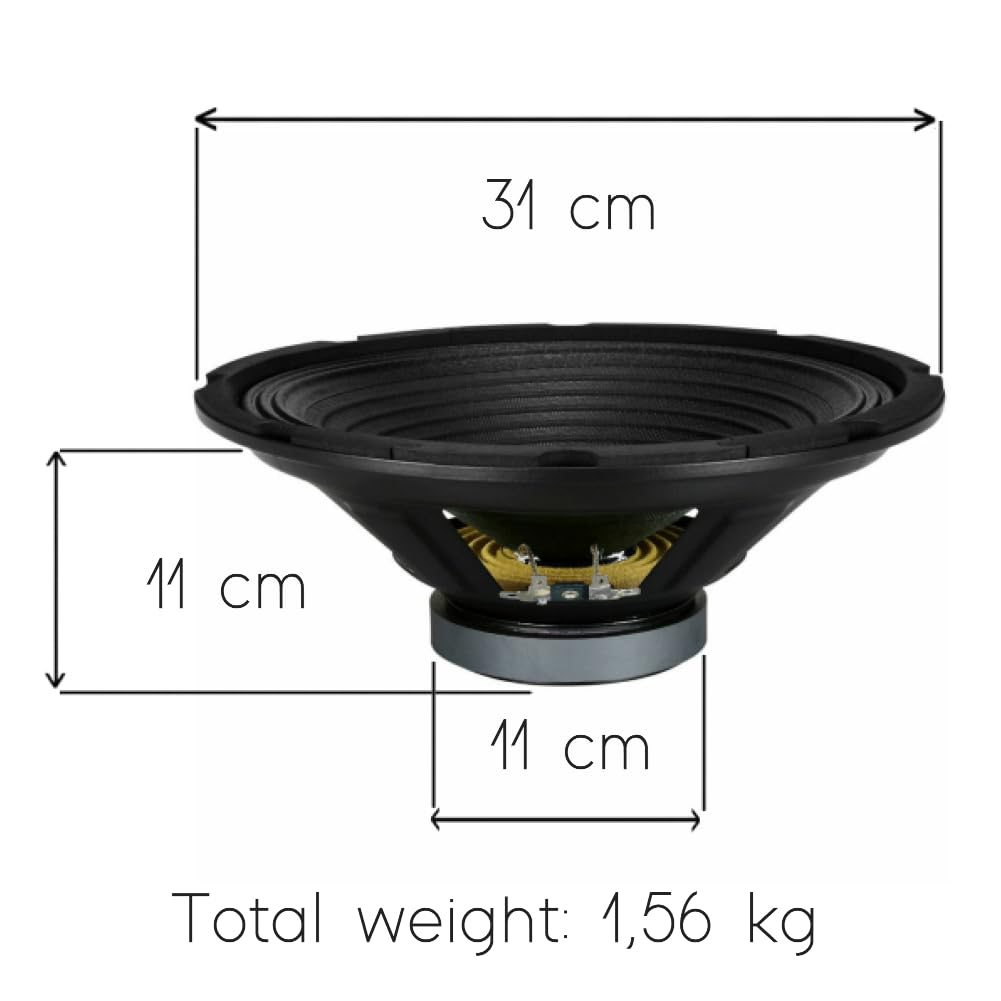 Kit Set para Pyramid WH12 1 Altavoz woofer difusor 30,00 cm 300 mm 12", 250 vatios rms 500 vatios máx, impedancia 8 Ohm, hogar, Fiestas, Discoteca, Fiesta, Karaoke, 1 Pieza