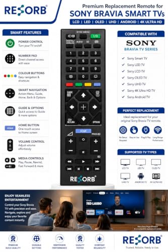 Image of Sony TV Remote Compatible with Sony Bravia Smart 4K LCD LED OLED UHD Android TV Models, Non-Voice Replacement Remote Control LED 227