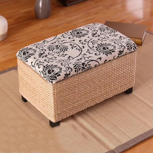 Outdoor-Pouf aus Weidengeflecht, mit wendbarem Deckel, gepolsterter...