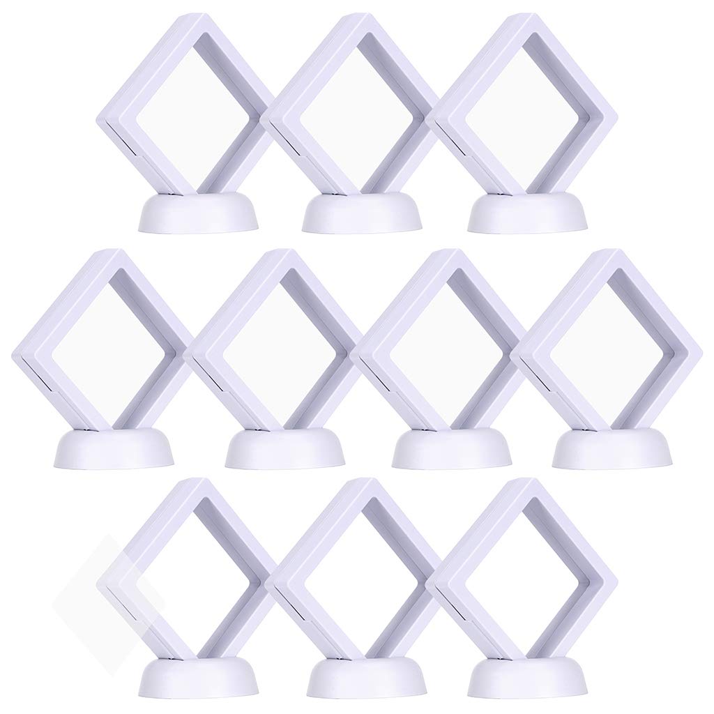 Skelang 10 Pcs Coin Display Case, 3d Floating Display Frame, Floating Display Case for Coin, Stamp, Jewelry, 7×7 cm (White) (SKL-UK-01)