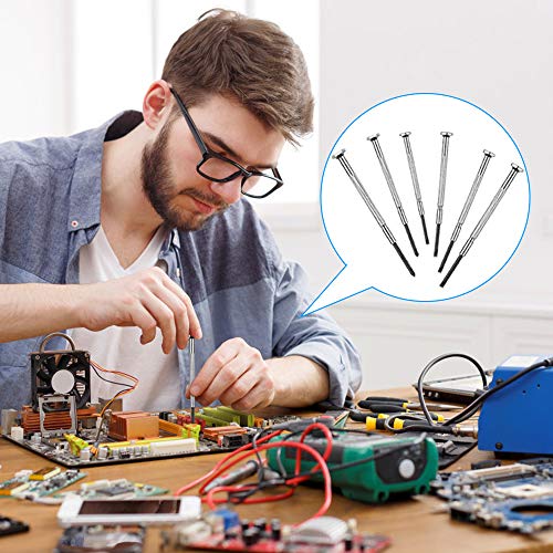 Screwdriver Set, Precision 6 Different Size Flathead and Phillips Screwdrivers Set, 6Pcs Premium Small Eyeglasses Screwdriver Kit for Glasses, Electronics, Watch, Computer, Toys- with Case by ESINAM