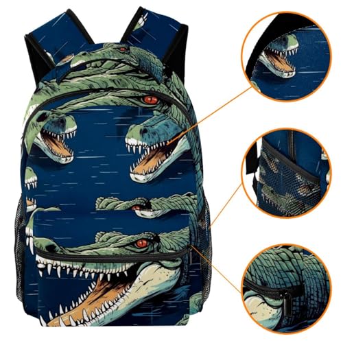 Sac à dos d'école multicolore crocodile pour sorties et classe