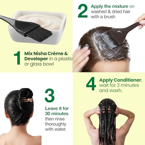 Image of Nisha Creme Hair Color Cream Natural Black 1.0, 120g, Long Lasting Hair Dye for Grey Coverage, Rich Color & Natural Shine, For Men & Women, Pack of 1