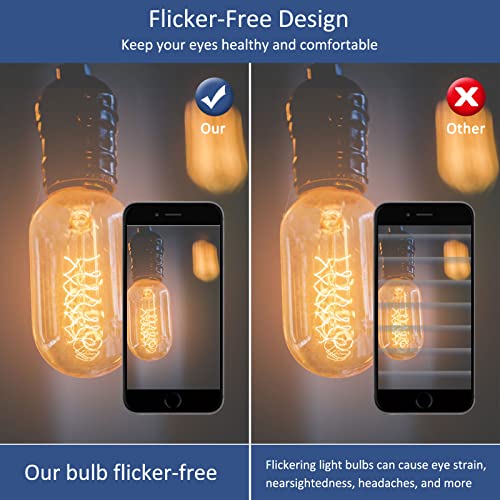 Caldarax E27 Vintage Edison Light Bulb Dimmable, T45 Vintage Decorative Light Bulbs, Warm White 2700K, Amber Glass, AC 230V, E27 Edison Screw Spiral Retro Bulbs, Filament Tube Bulb, 2 Pack - Image 6