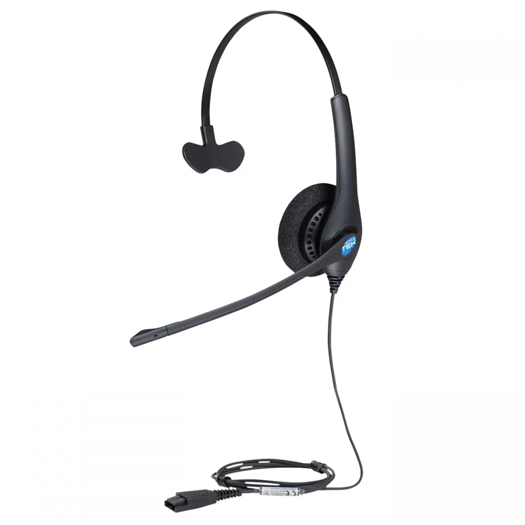 SIMPLETEK - Cuffia mono cablata con connettore Quick Disconnect (QD) per uso professionale – modello 1513-0154, Adattatore USB-A incluso