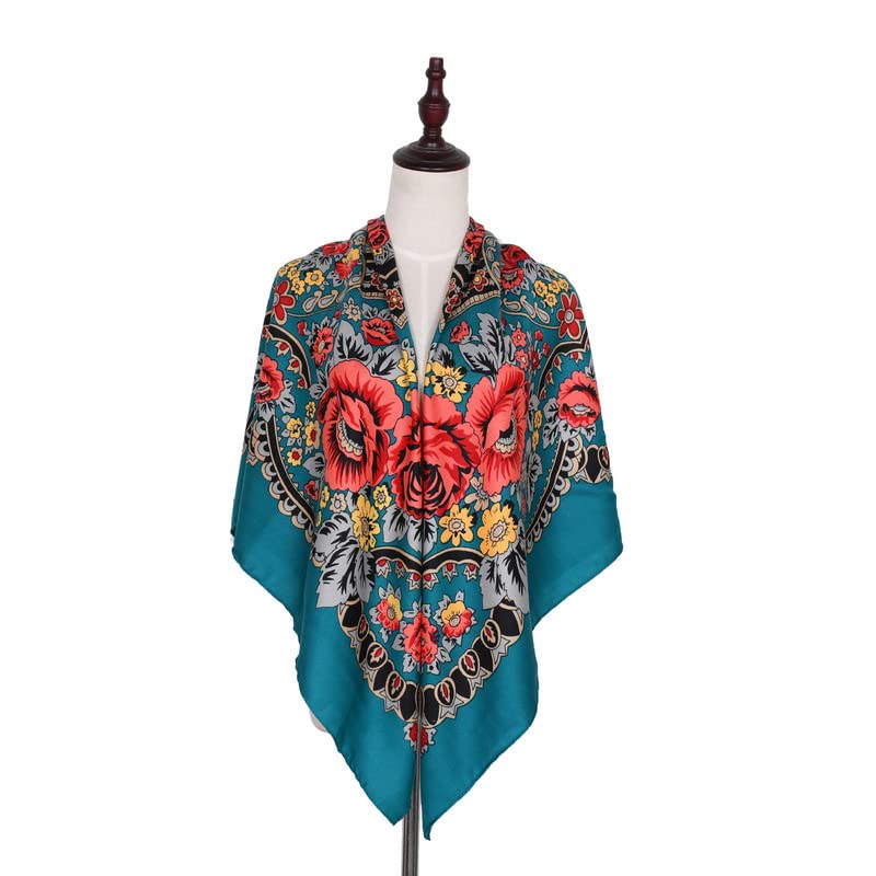 Russian Babushka Women's Scarf Shawl Wrap Oversized Traditional Retro Ukraine Style Square Scarfs（47inx47in)2
