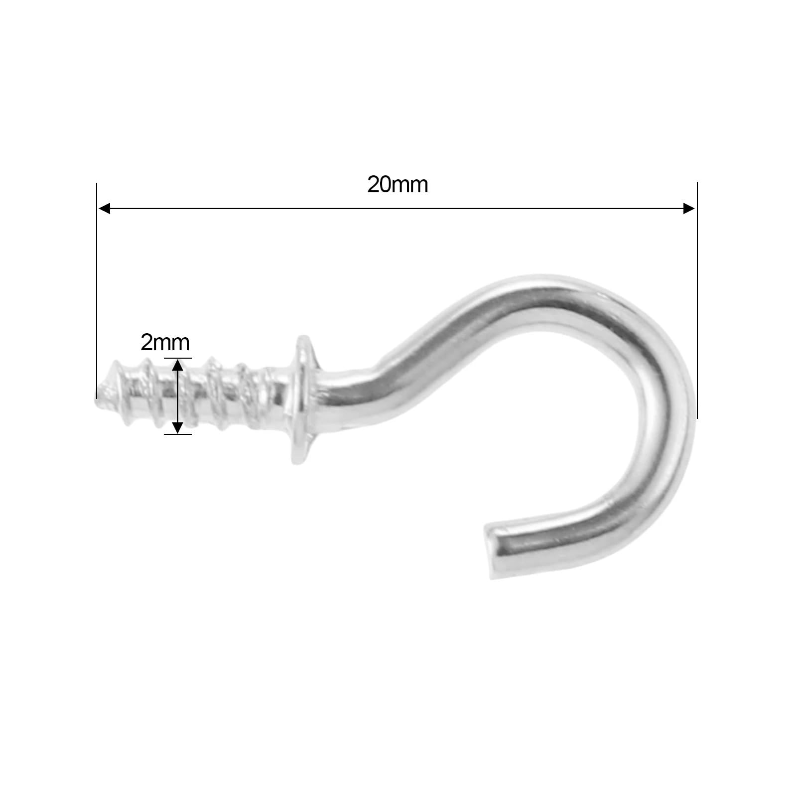 Metalowe haki sufitowe, Wkręcane haki ścienne z oczkiem 100 szt. Wielokolorowe 20-38 mm Wewnątrz, na zewnątrz(Gold,23mm)