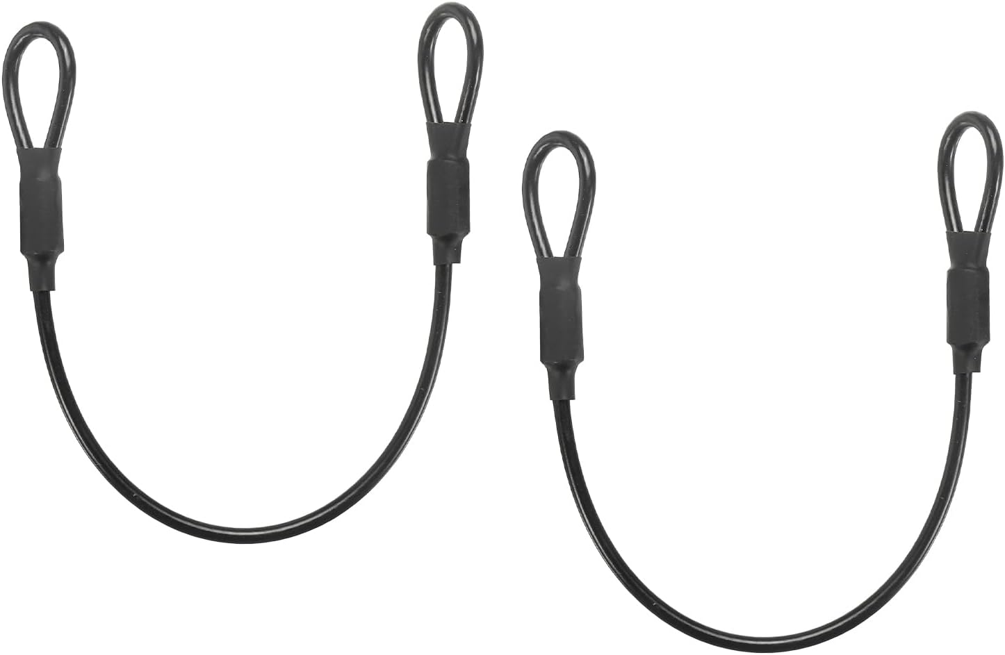 PATIKIL Security Cable Lock (5/32" Dia 1ft, Black)(2Pcs) Vinyl Coated Galvanized Steel Flexible Wire Rope Safety Cable Luggage Lock with Double Loops Suit for - Outdoor/Travel/Hanging