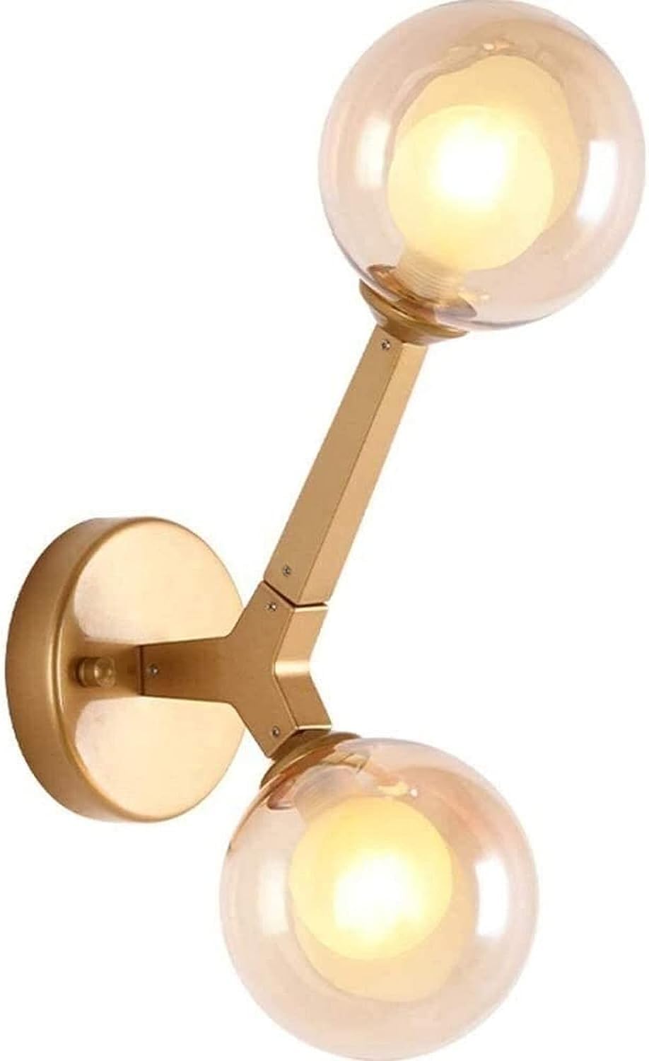 VDOQTLJT Wall Light Modern Simple Lamp V-intage Industrial Double Lights Bar Bedroom Sconce Fixtures Clear Glass Shade Adjustable Fitting Home Decor chandeliers(Gold)